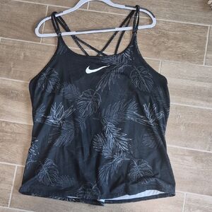 Nike Black Tropical Leaf Strappy Tank Top